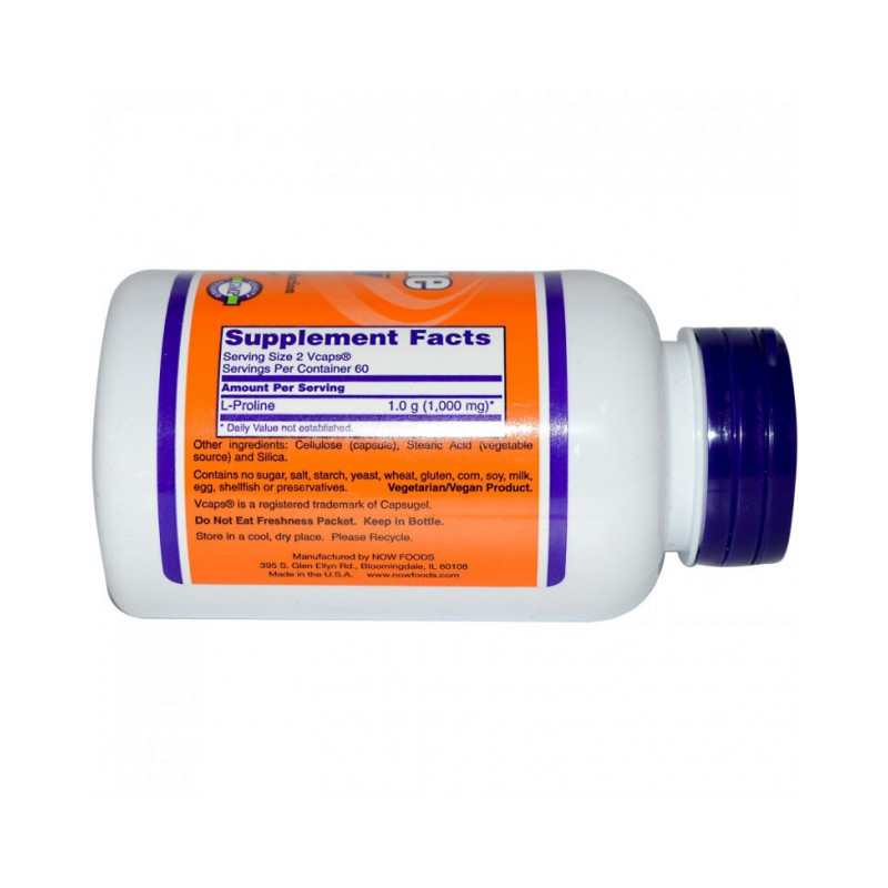 L-Proline 500mg 120 Capsules | Now Foods